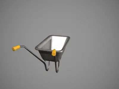 Metal - Yellow Wheelbarrow Low-poly 3D model