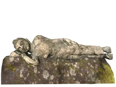 buddhastatue 3d model statue lying on rock 3D model