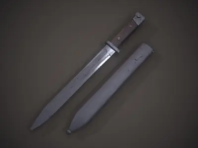 Rusty Mauser 98K bayonet Low-poly 3D model