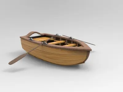 Wood Boat Low-poly 3D model get