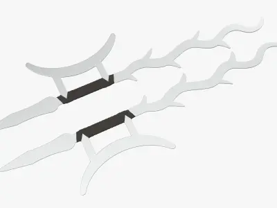 Twin hooks tree swords 3D model