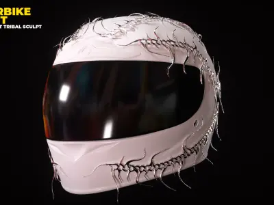 Motorcycle Helmet with Tribal Sculpt 3D model