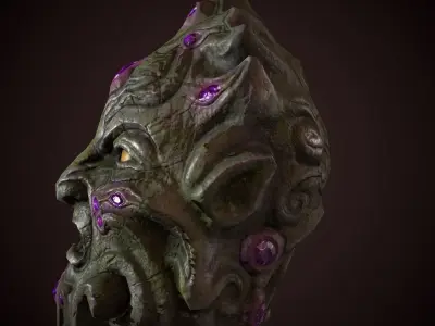 Demon head Low-poly 3D model