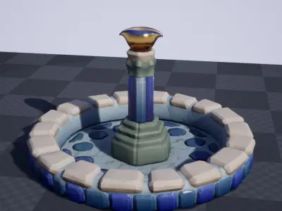 Elegant Versatile Fountain Set Low-poly 3D model