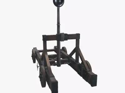 Medieval Catapult V02 New Low-poly 3D model