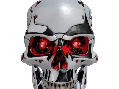 Cybernetic Skull with Chrome Plating 3D model