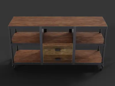 Industrial-style Media Console 3D model