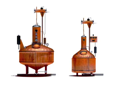 Pot Kettle Stills - Whiskey Distillery  Low-poly 3D model