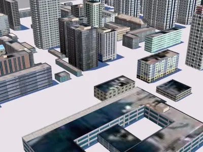 Buildings City building industrial park commercial housing 3D model V6