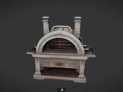 ornate  antique outdoor wood-fired oven 3D model