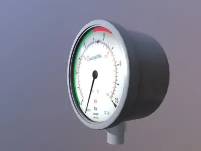 Pressure Gauge Meter Low-poly 3D model