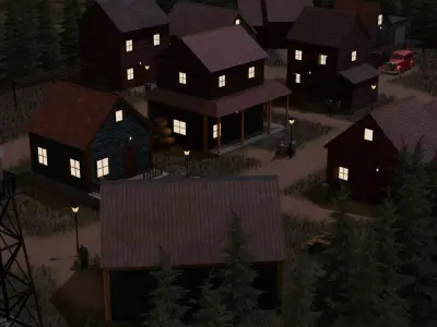 Rustic Night Village 3D model purchase