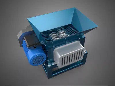 HOPPER SHARP INTERLOCKING ROTARY BLADE SHREDDER CRUSHER MACHINE 3D model