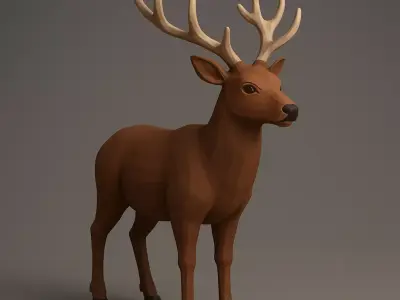 Low Poly Stylized Deer 3D Model Low-poly 3D model