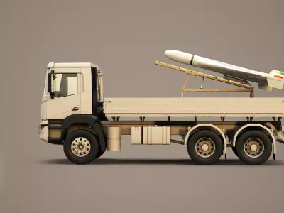 Military Transport Truck with Drone Launcher Shahed 136 3D model