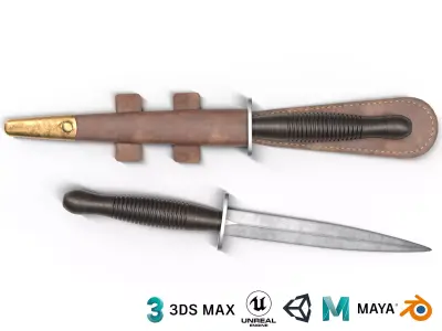 Fairbairn knife Low-poly 3D model