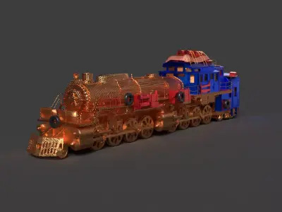 Steam locomotive train   Low-poly 3D model purchase