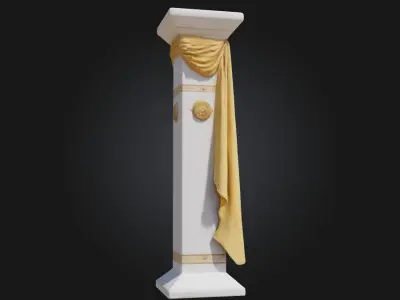 Golden Drape Pedestal  A Regal Stage for Precious Displays 3D model