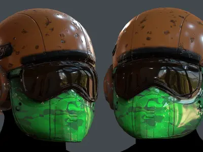 Gas mask helmet 3d model scifi Low-poly Low-poly 3D model Low-poly 3D model 14