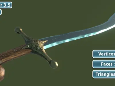 Stylized Turkish Sword Free low-poly 3D model