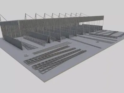 Mini Warehouse And Factory Building Free 3D model