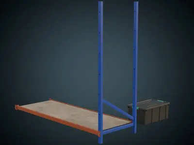 Shelf And Storage Box 1B Low-poly 3D model