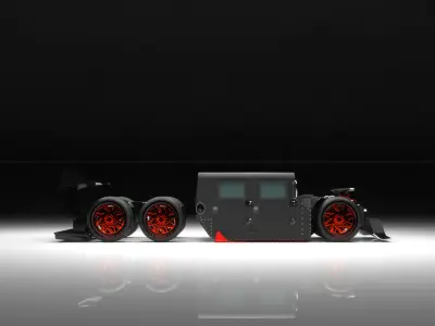 Black Military drift Truck with Giant Rear Wing 3D model