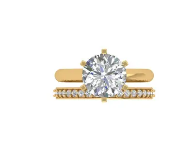 Solitair Ring Bridal Set 3D print model 31