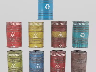 BARREL GAME READY hazard Low-poly 3D model