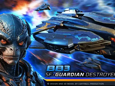BB3 - GUARDIAN Destroyer Low-poly 3D model