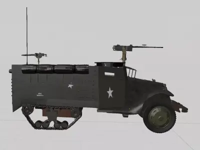 WW2 American M3A1 Troop Carrier Halftrack 3D model