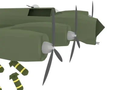 Bomb Plane WW2 - B17 USA - Low Poly Low-poly 3D model