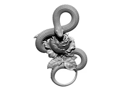 Highdetailed pendant with snake Poisonous Rose 3D print model