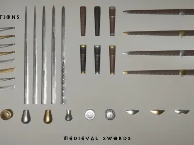 Modular Medieval Sword Asset Pack Low-poly 3D model