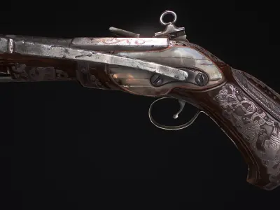 Mushketon flintlock pistol Low-poly 3D model