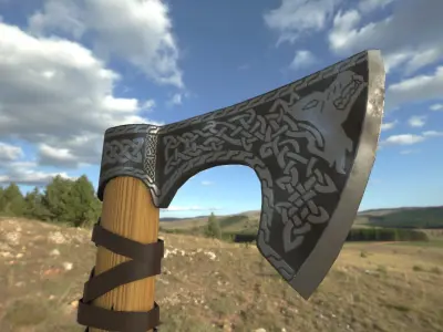 Medieval Battle Axe Low-poly 3D model order