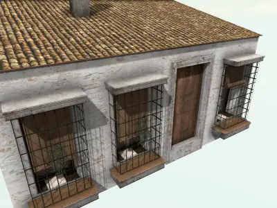 Old High-Quality 3D Colonial House Low-poly 3D model order