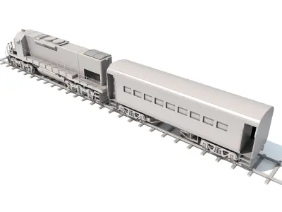 Locomotive Train with Wagon 3D model
