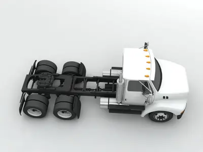 Semi Truck Tractor 3 Axle 3D model