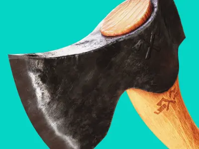 Carving Axe Low Poly Game Ready 3D model Low-poly 3D model