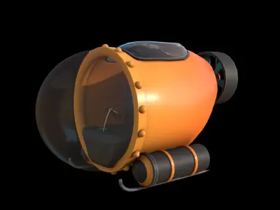 Sub Drifter  Compact Deep Sea Exploration Pod  TOON SUBMARINE Low-poly 3D model