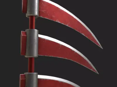 Triple-Bladed Scythe Hidans Scythe  Free low-poly 3D model