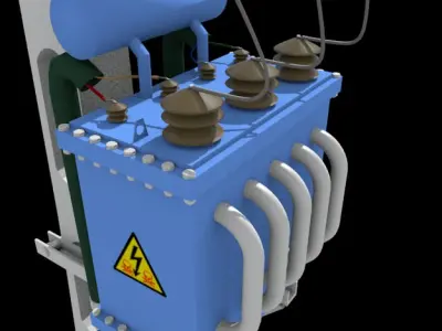 Voltage transformer on pole 3D model