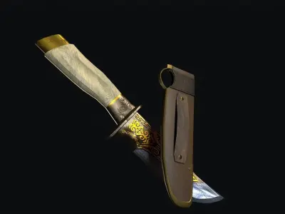 Engraved Knife  Low-poly 3D model