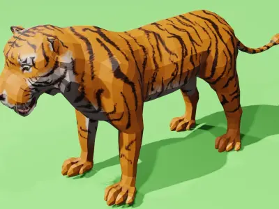 Low poly tiger Low-poly 3D model purchase