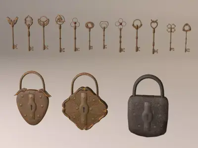 Keys and locks pack Low-poly 3D model