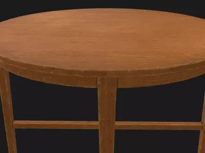 Wood Round Table  Game Ready PBR Low-poly 3D model