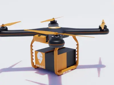 Package Delivery Drone Low-poly 3D model