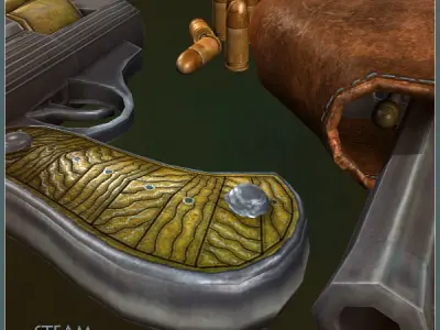 Animated Steam Gun and Sword Low-poly 3D model