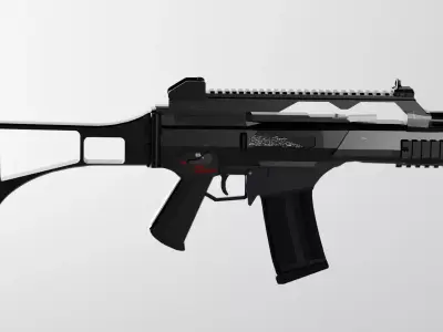 G36C and ammo with accessories Low-poly 3D model